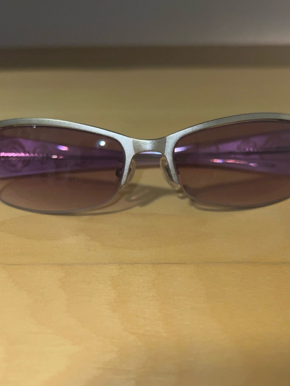 Miu Miu Silver Frame Purple Lens Women's Sunglasses